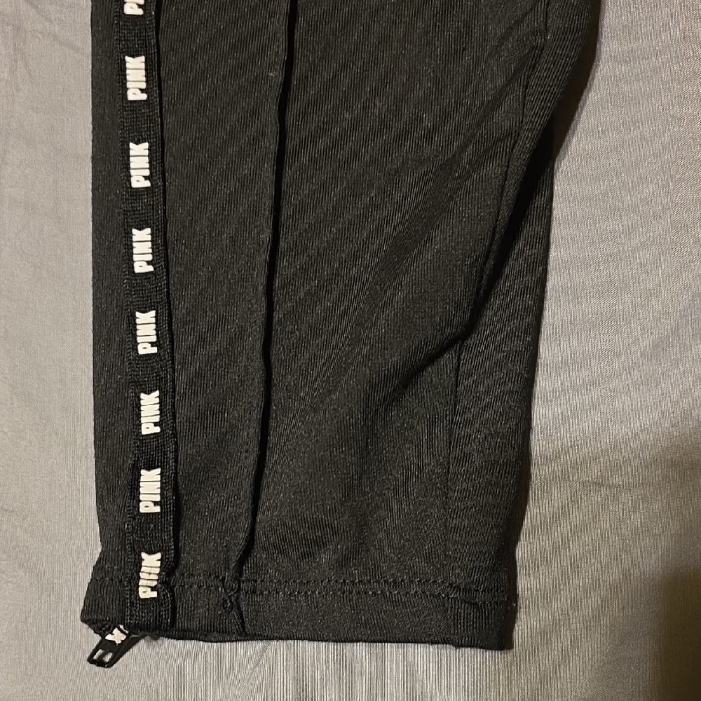 PINK Victoria's Secret Black Joggers with Pink Down Front Sides. - Picture 6 of 11